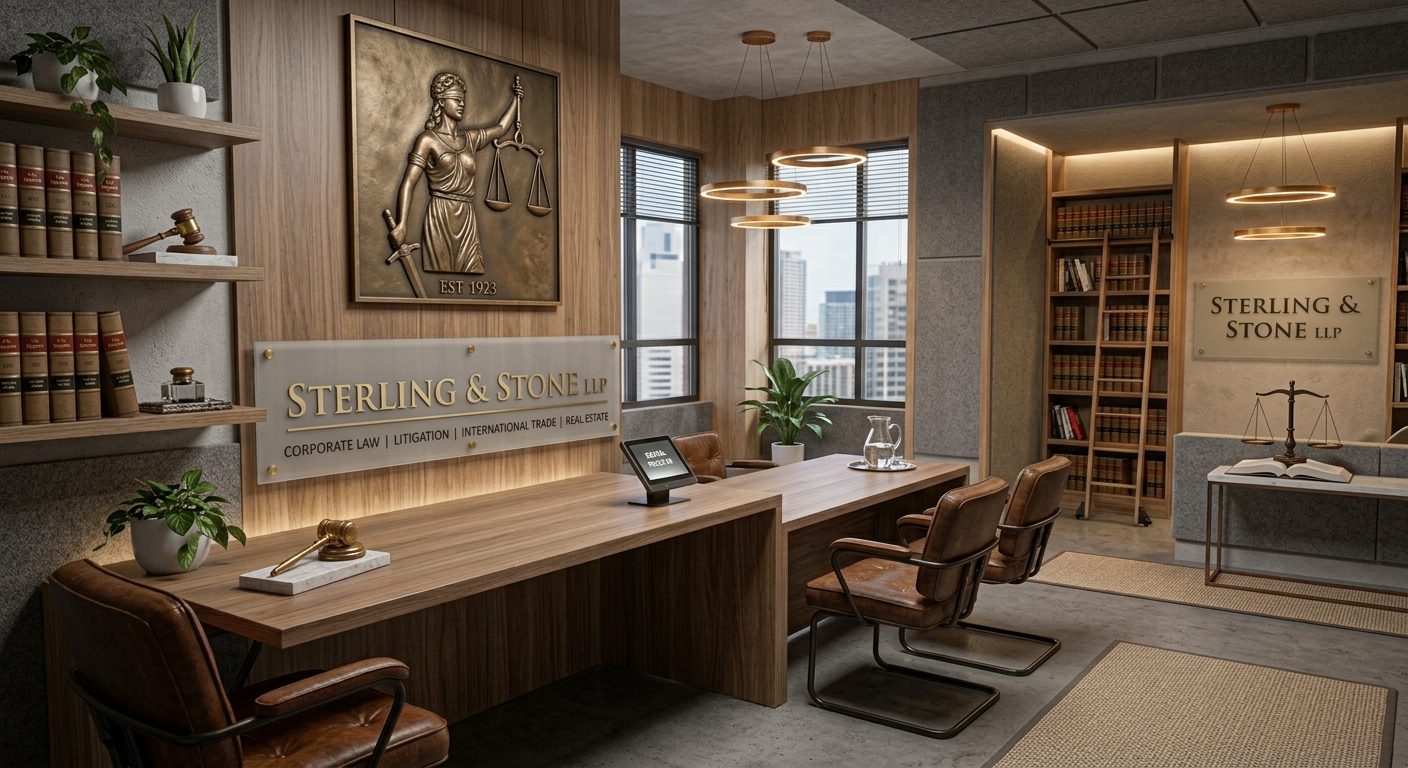 A firm's front office after hours. Nobody at the desk, intake still taking the matter.